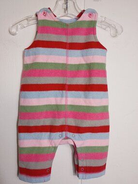 VTG Pink Striped Baby Gap Girls Fleece Overall Pants Newborn 0-3 Months 7-12lbs